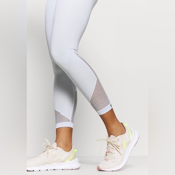 DKNY SPORT Womens Light Blue Stretch Logo Graphic ActiveWear High Waist Leggings - Picture 2 of 10